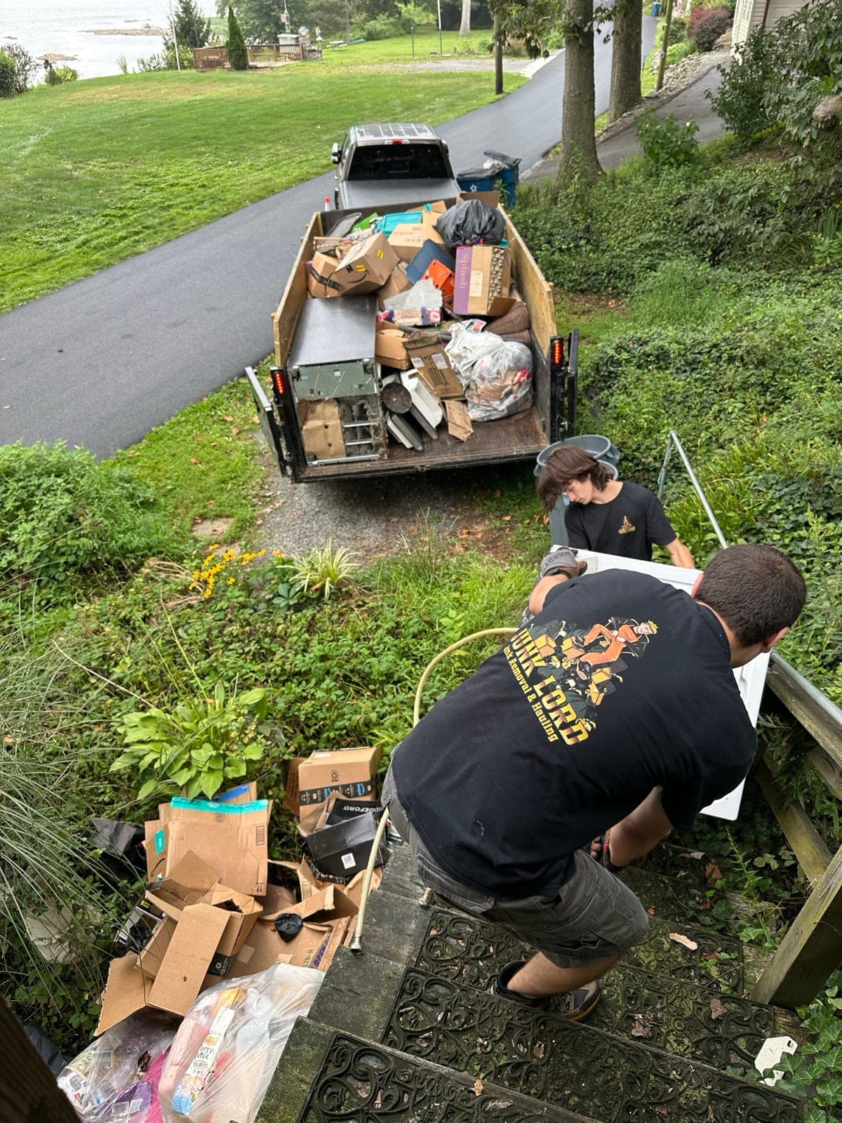 Boxed household junk loaded onto a trailer for haul-away in York County, PA — The Junk Lord