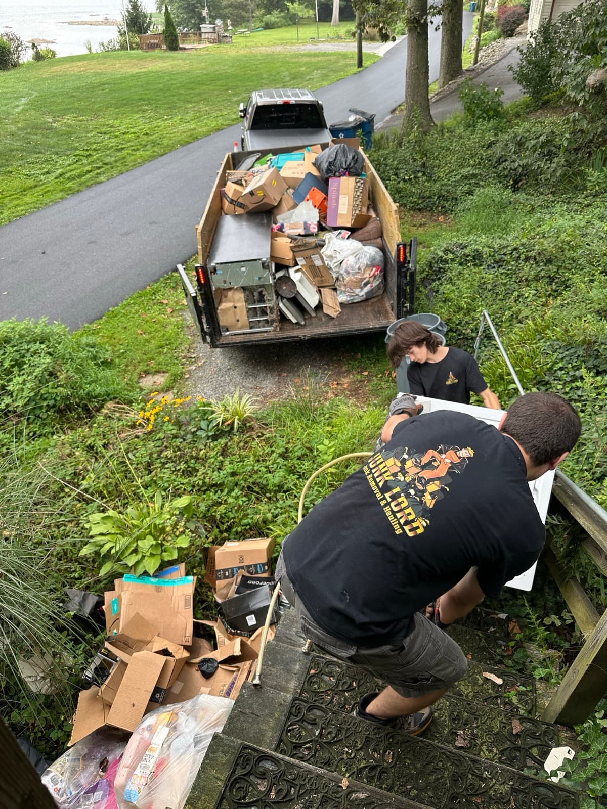 Boxed household junk loaded onto a trailer for haul-away in York County, PA — The Junk Lord