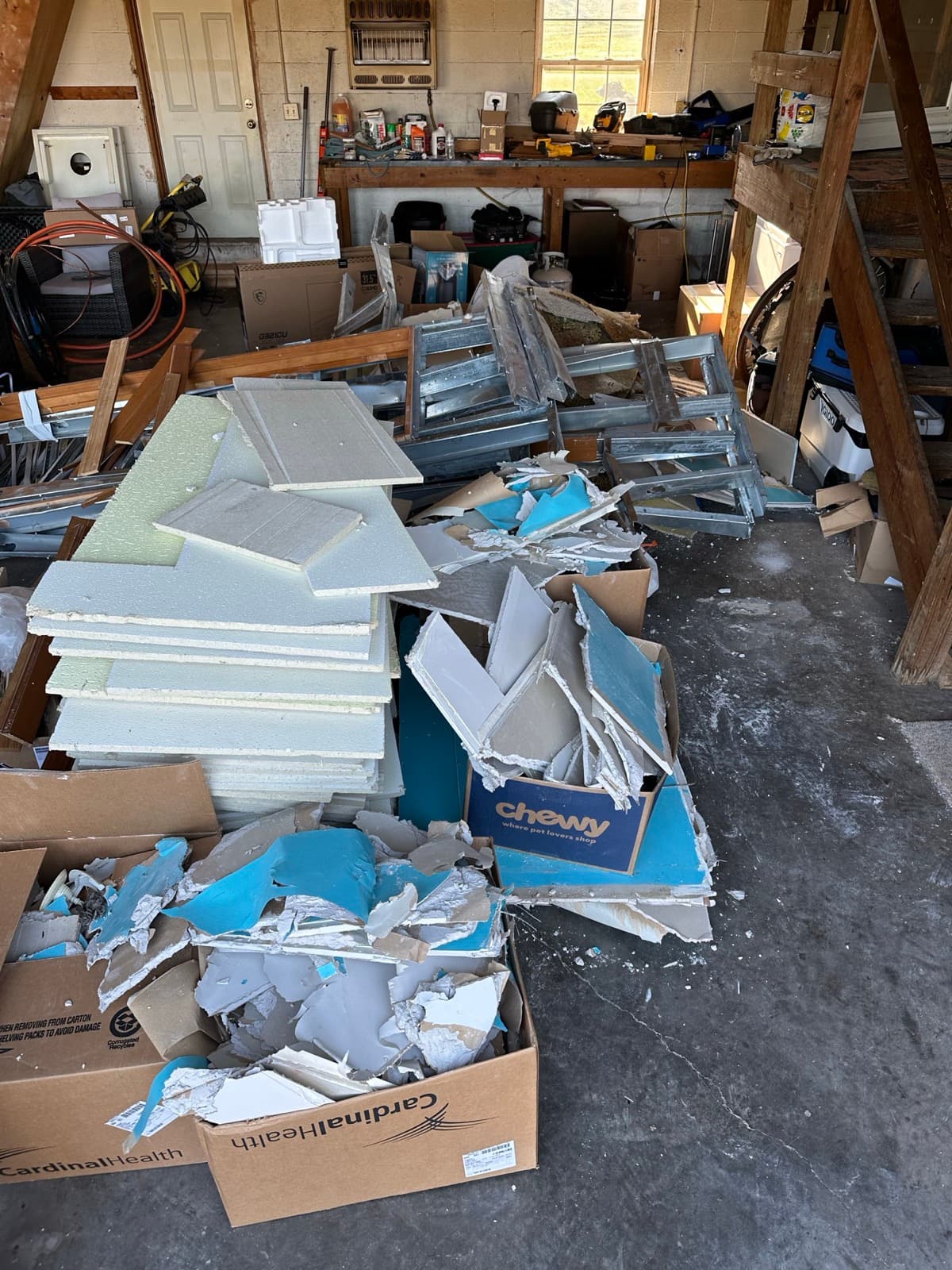 Drywall and construction debris stacked for haul-away in York County, PA — The Junk Lord