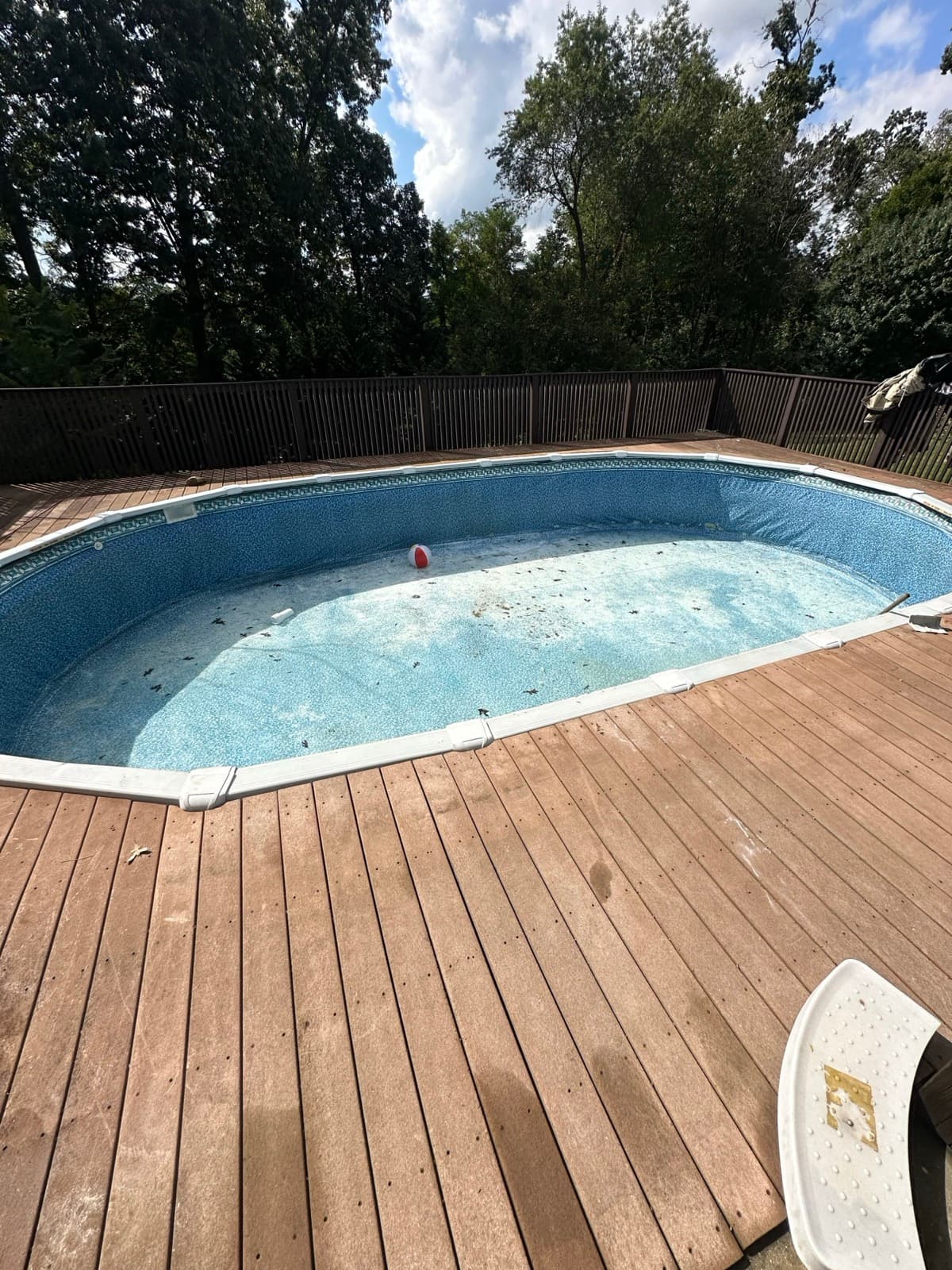Above-ground pool with vinyl liner staged for removal in York County, PA — The Junk Lord