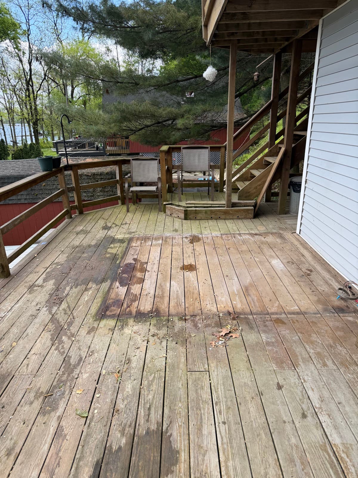 Weathered backyard deck planks at a York County hot tub removal job — The Junk Lord
