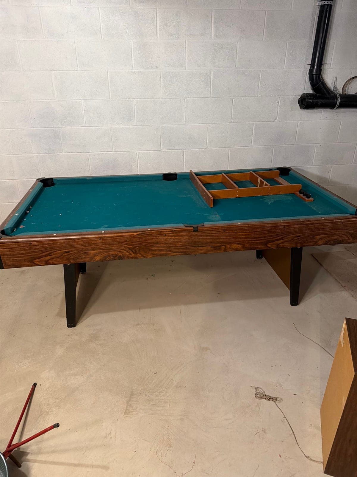 Green-felt pool table in a finished basement, slated for removal — The Junk Lord, York County