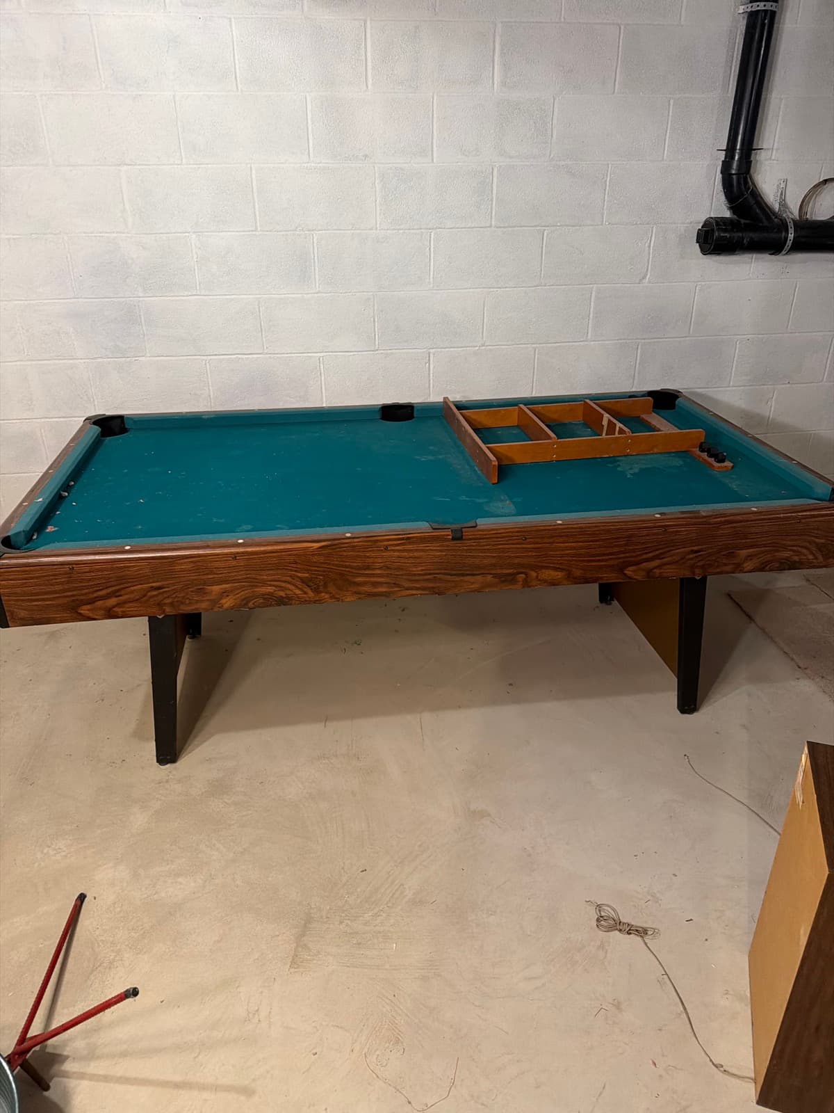 Green-felt pool table in a finished basement, slated for removal — The Junk Lord, York County